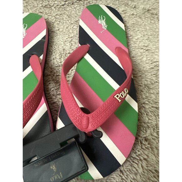 Polo Ralph Lauren Junior Flip Flops Pink Size 7 Sandal. - Picture 16 of 16
